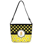Honeycomb, Bees & Polka Dots Bucket Bag w/ Genuine Leather Trim (Personalized)