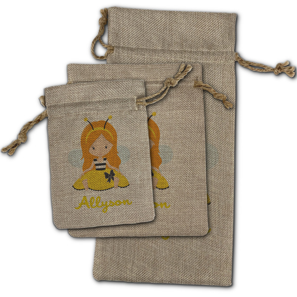 Honeycomb, Bees & Polka Dots Burlap Gift Bags - (PARENT MAIN) All Three