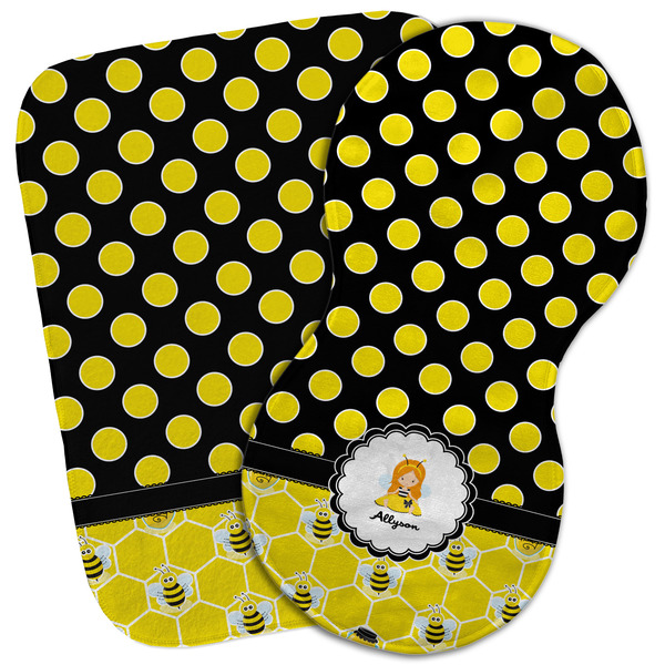 Custom Honeycomb, Bees & Polka Dots Burp Cloth (Personalized)