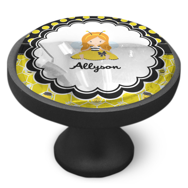 Honeycomb, Bees & Polka Dots Cabinet Knob - Black - Side