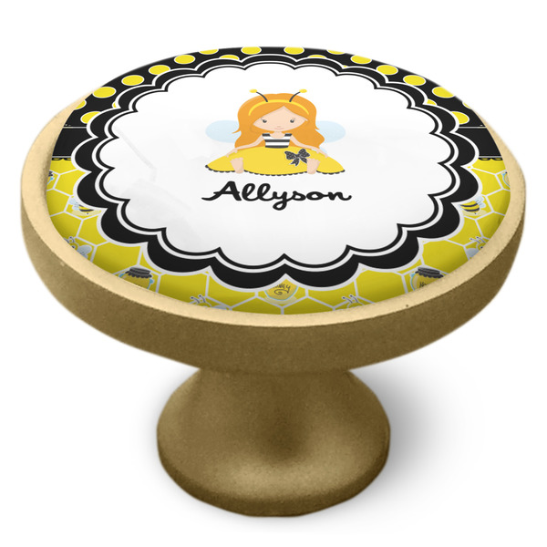Honeycomb, Bees & Polka Dots Cabinet Knob - Gold - Side
