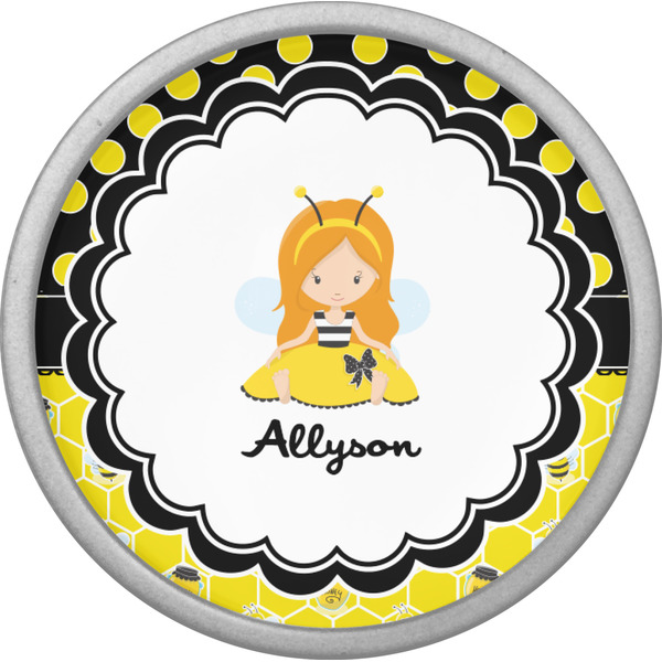 Honeycomb, Bees & Polka Dots Cabinet Knob - Nickel - Front