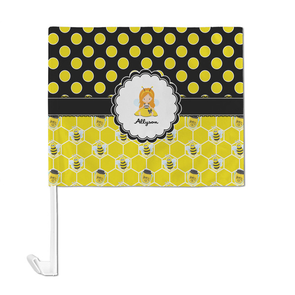 Honeycomb, Bees & Polka Dots Car Flag - Large - FRONT