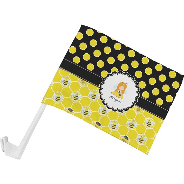 Custom Honeycomb, Bees & Polka Dots Car Flag - Small w/ Name or Text