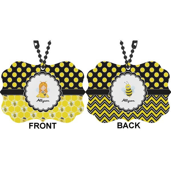 Honeycomb, Bees & Polka Dots Car Ornament (Approval)