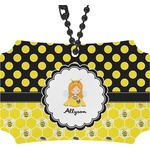 Honeycomb, Bees & Polka Dots Rear View Mirror Ornament (Personalized)
