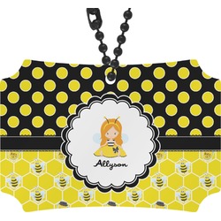 Honeycomb, Bees & Polka Dots Rear View Mirror Ornament (Personalized)