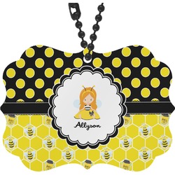 Honeycomb, Bees & Polka Dots Rear View Mirror Decor (Personalized)