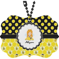 Honeycomb, Bees & Polka Dots Rear View Mirror Decor (Personalized)