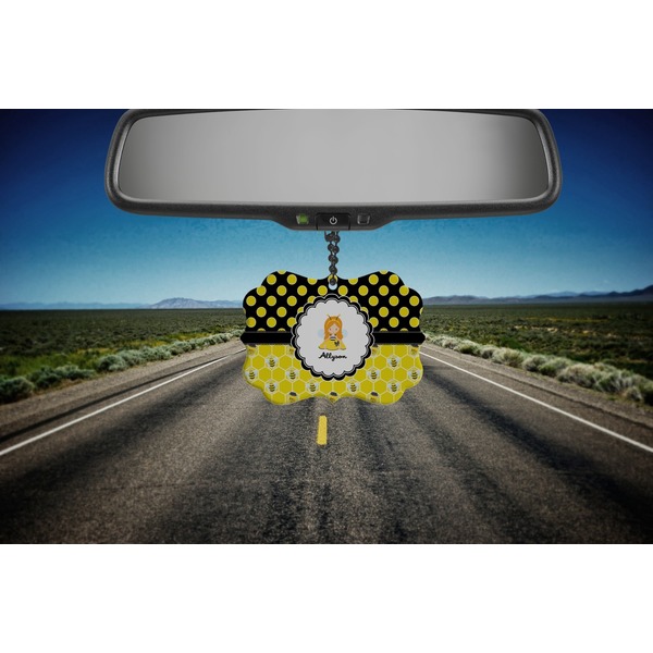 Honeycomb, Bees & Polka Dots Car Ornament (Road)