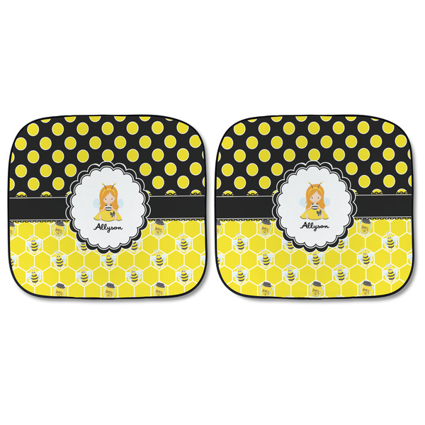 Honeycomb, Bees & Polka Dots Car Sun Shades - FRONT