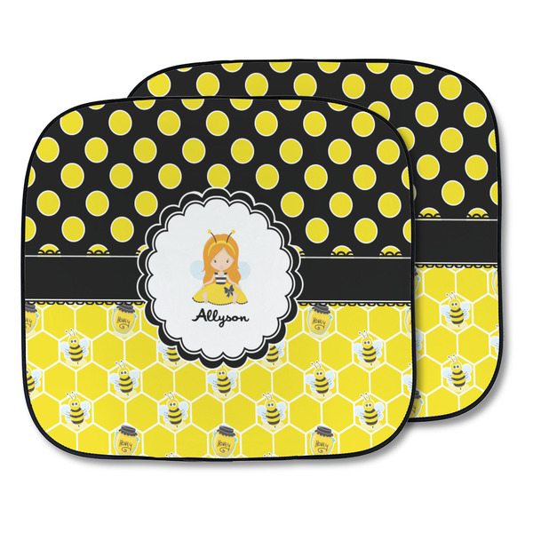 Custom Honeycomb, Bees & Polka Dots Car Sun Shade - Two Piece (Personalized)