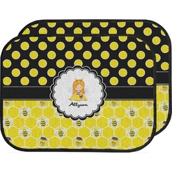 Honeycomb, Bees & Polka Dots Car Floor Mats (Back Seat) (Personalized)