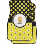 Honeycomb, Bees & Polka Dots Car Floor Mats (Front Seat) (Personalized)