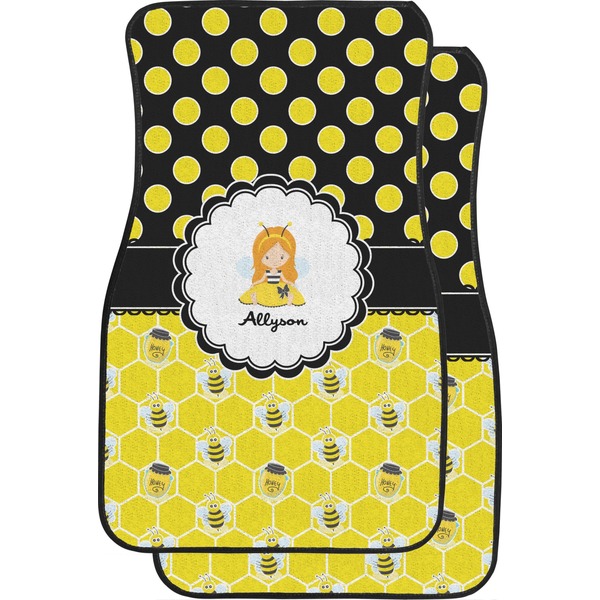 Custom Honeycomb, Bees & Polka Dots Car Floor Mats (Personalized)