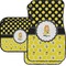 Honeycomb, Bees & Polka Dots Car Floor Mats Set - 2 Front & 2 Back (Personalized)