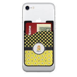 Honeycomb, Bees & Polka Dots 2-in-1 Cell Phone Credit Card Holder & Screen Cleaner (Personalized)