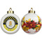 Honeycomb, Bees & Polka Dots Ceramic Christmas Ornament - Poinsettias (APPROVAL)