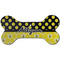 Honeycomb, Bees & Polka Dots Ceramic Dog Ornament - Front w/ Name or Text
