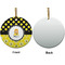 Honeycomb, Bees & Polka Dots Ceramic Flat Ornament - Circle Front & Back (APPROVAL)