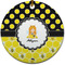Honeycomb, Bees & Polka Dots Ceramic Flat Ornament - Circle (Front)