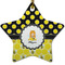 Honeycomb, Bees & Polka Dots Ceramic Flat Ornament - Star (Front)