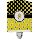 Honeycomb, Bees & Polka Dots Ceramic Night Light (Personalized)