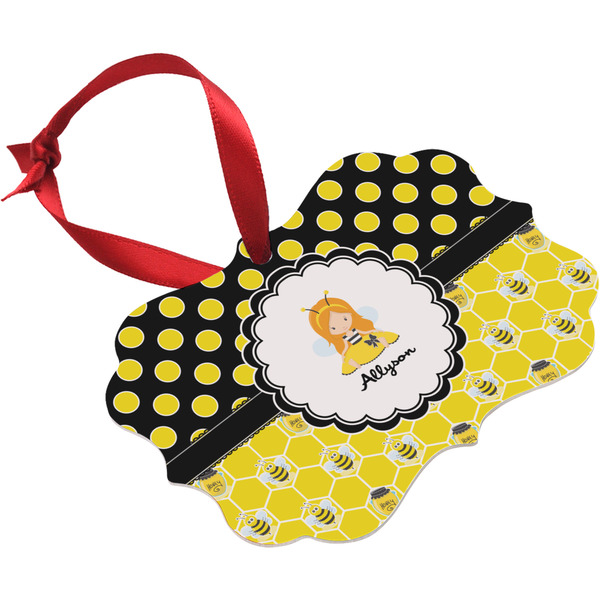 Honeycomb, Bees & Polka Dots Christmas Ornament