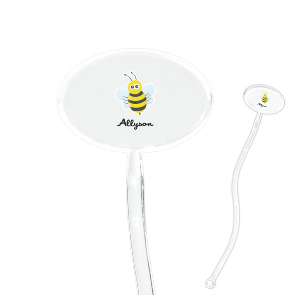 Custom Honeycomb, Bees & Polka Dots 7" Oval Plastic Stir Sticks - Clear (Personalized)