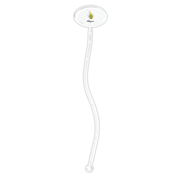 Honeycomb, Bees & Polka Dots Clear Plastic 7" Stir Stick - Oval - Single Stick