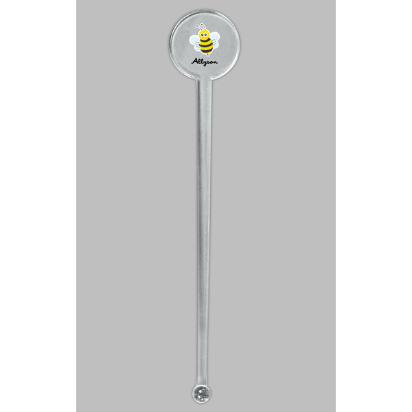 Honeycomb, Bees & Polka Dots Clear Plastic 7" Stir Stick - Round - Single Stick