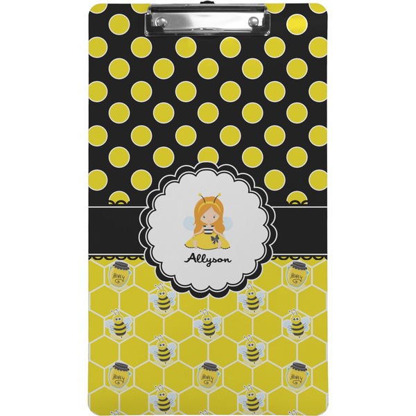 Custom Honeycomb, Bees & Polka Dots Clipboard (Legal Size) (Personalized)