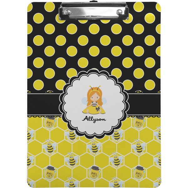 Custom Honeycomb, Bees & Polka Dots Clipboard (Letter Size) (Personalized)