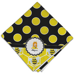 Honeycomb, Bees & Polka Dots Cloth Dinner Napkin - Single w/ Name or Text