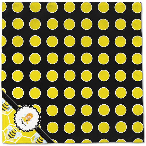 Honeycomb, Bees & Polka Dots Cloth Napkins - Personalized Dinner (Full Open)