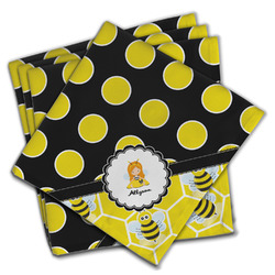 Honeycomb, Bees & Polka Dots Cloth Napkins (Set of 4) (Personalized)