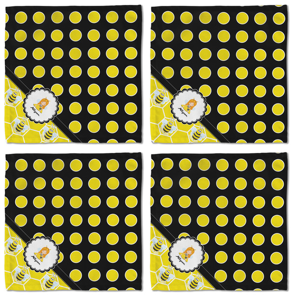 Honeycomb, Bees & Polka Dots Cloth Napkins - Personalized Lunch (APPROVAL) Set of 4