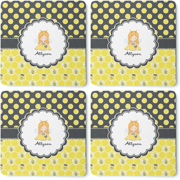 Honeycomb, Bees & Polka Dots Coaster Rubber Back - Apvl