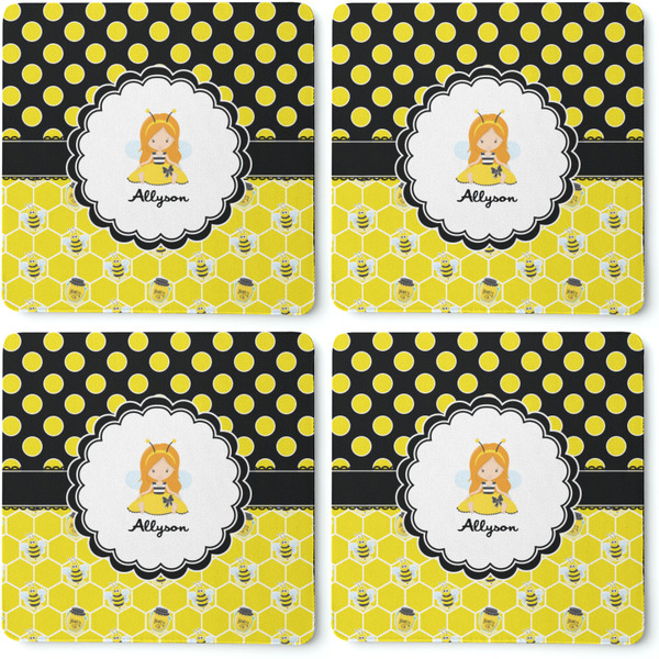 Honeycomb, Bees & Polka Dots Coaster Rubber Back - Apvl