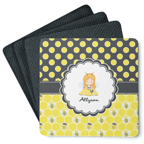 Honeycomb, Bees & Polka Dots Coaster Rubber Back - Main