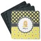 Honeycomb, Bees & Polka Dots Square Rubber Backed Coasters - Set of 4 (Personalized)