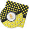Honeycomb, Bees & Polka Dots Rubber Backed Coaster (Personalized)