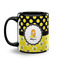 Honeycomb, Bees & Polka Dots Coffee Mug - 11 oz - Black