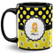Honeycomb, Bees & Polka Dots Coffee Mug - 11 oz - Full- Black
