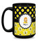 Honeycomb, Bees & Polka Dots Coffee Mug - 15 oz - Black