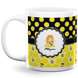 Honeycomb, Bees & Polka Dots 20 Oz Coffee Mug - White (Personalized)
