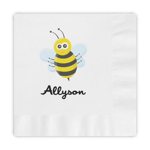Custom Honeycomb, Bees & Polka Dots Embossed Decorative Napkins (Personalized)
