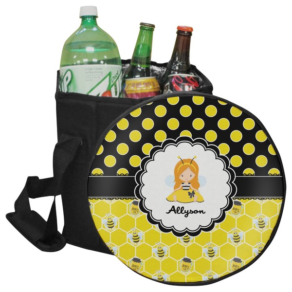 Custom Honeycomb, Bees & Polka Dots Collapsible Cooler & Seat (Personalized)