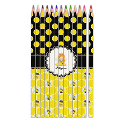 Honeycomb, Bees & Polka Dots Colored Pencils (Personalized)