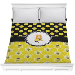 Honeycomb, Bees & Polka Dots Comforter - Full / Queen (Personalized)